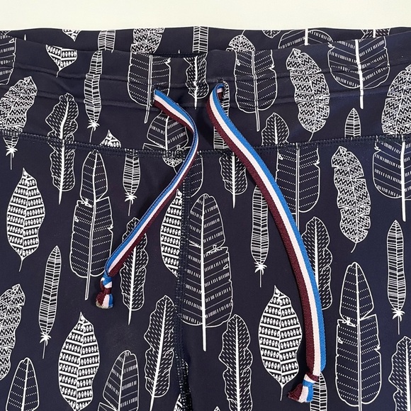 The Upside Gypsy Feather Midi Pant Cropped Drawstring Legging Navy White 8 - Picture 11 of 14